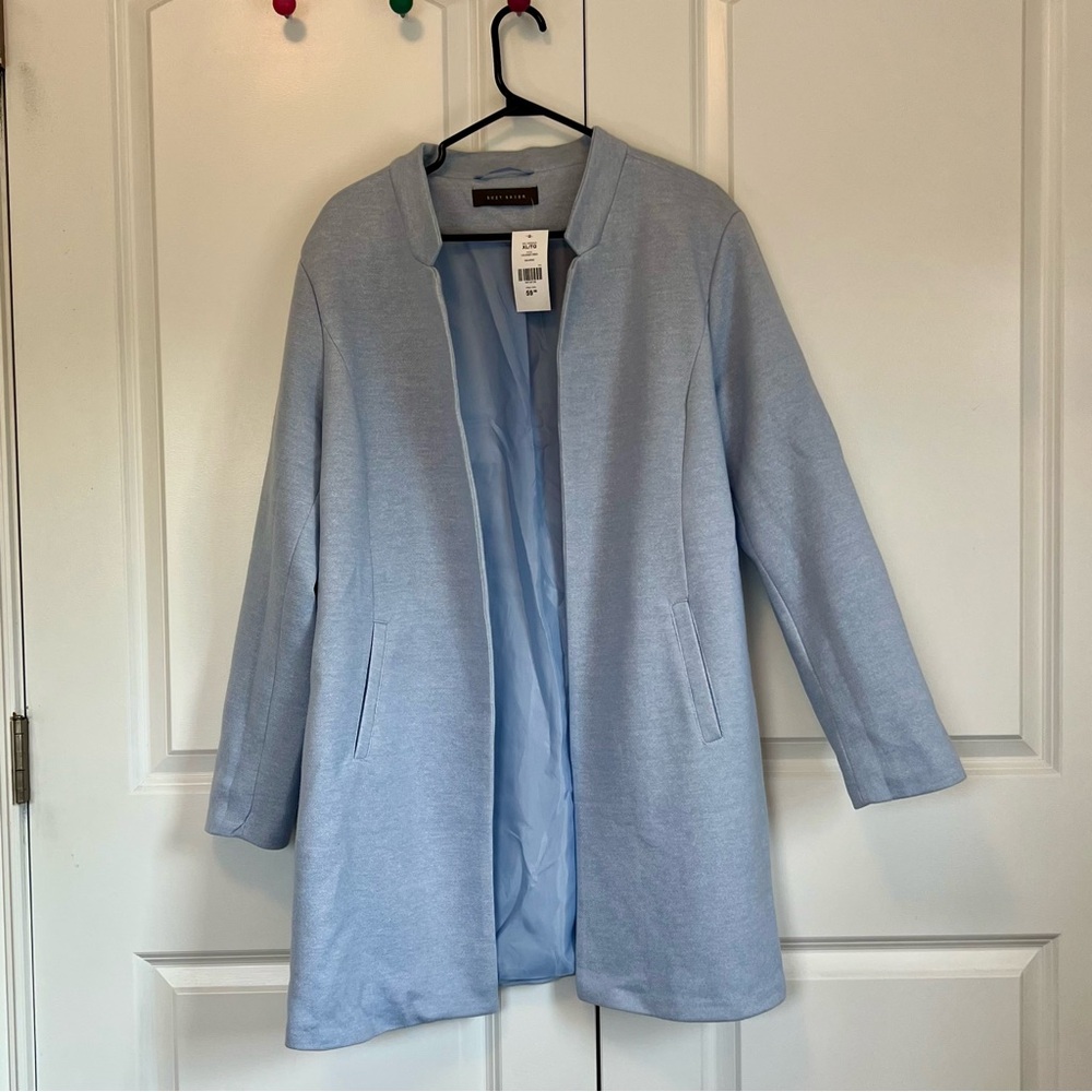 Suzy Shier Blue Trench Coat Sleek Modern Style